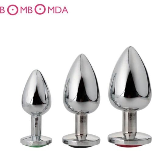 Small, medium, large Metal Mini Anal Butt Plug Booty Beads adult Sex Toys Stainless Steel+Crystal anal Jewelry sex products O2