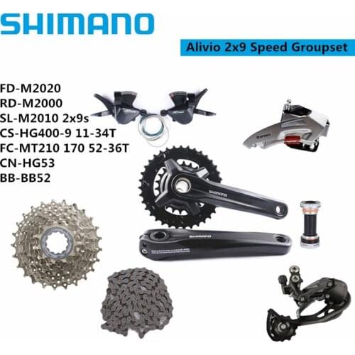 SHIMANO ALIVIO MT210 Crankset 170mm 36-22T 2x9s Groupset Shifter M2010 Rear Derailleur M2000 9 Speed BB52 For MTB Mountain Bike