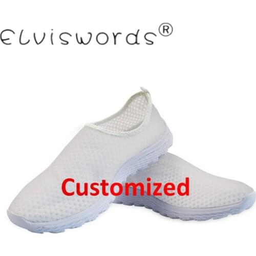 ELVISWORDS Solid White Color Man Running Mesh Shoes Breathable Lightweigt Summer Slip On Sneakers Lightweight Outdoor