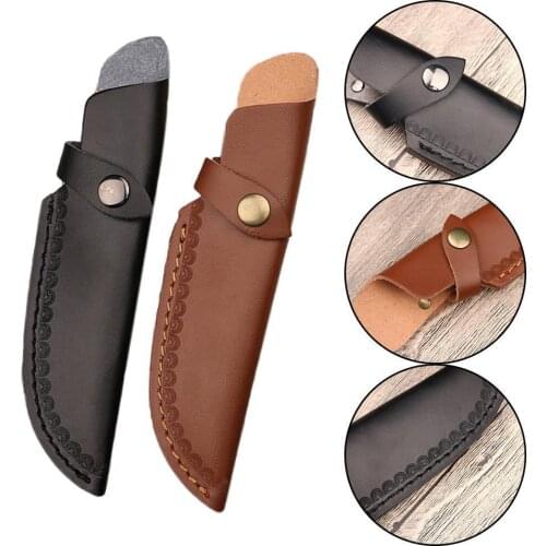 Outdoor Scabbard Cowhide Knife Set Universal Hunting Scabbard Blade Closur Sheath Leather Button with Machete Cover
