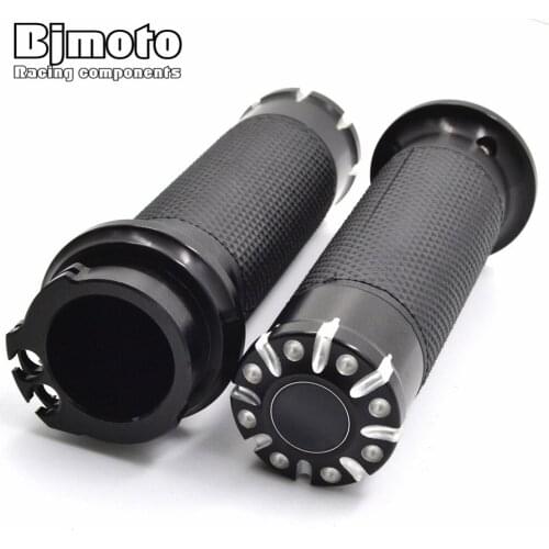 Pair Motorcycle 1" 25mm Black Aluminum CNC Handle Bar Hand Cross Grips For Harley Sportster Touring Dyna Softail Custom