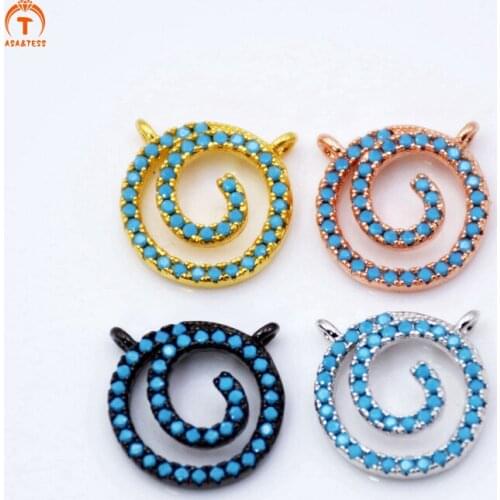 ASA&TESS tornado pendant turquoises pendant micro CZ paved cubic zirconia connector for jewelry making vortex pendant