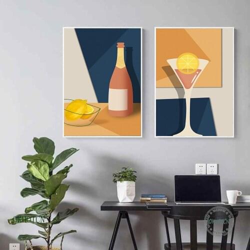 Champagne Poster Print Champagne Cocktail Drink Canvas Print Wall Art Painting Picture Dining Room Restaurant Bar Decoration