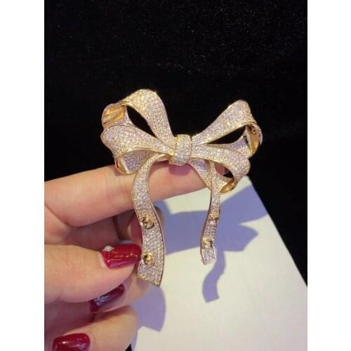 Golden plated Paved CZ Buttflyknot Necklace Pendant Clasps Cubic Zirconia Jewelry Connector DIY Fine Jewellery Making