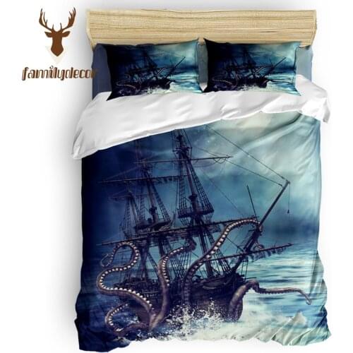 FamilyDecor DHL Free Shipping Octopus Retro Cthulhu 4 Pcs Comforter Cover Set Quilt Cover Bedding Duvet Cover Sets FatherS Day