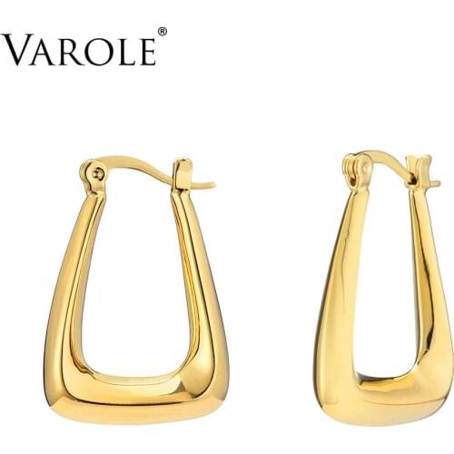 VAROLE 3D U Shape Hoops Earrings Fashion Jewelry For Women Gold Color Cute Geometric Small Circle Hoop Earings Jewelry Gift