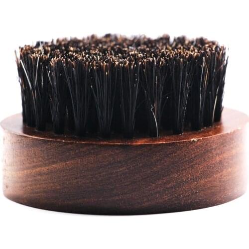 Bluezoo Mens Care Round Black Gold Sandalwood Beard Brush Beard Care Beard Brush Makeup Cosmetic Gift for Men