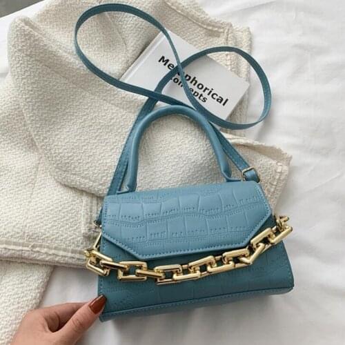 2021 New Stone Pattern Shoulder Bag Luxury Design Handbags Thick Chain Crossbody Bags For Women Small Tote Fashion Cross Body