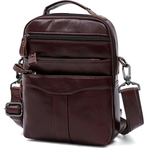 Fashion Mens Crossbody Shoulder Bags Quality Vintage Cow Leather Sling Tote Bag Fashion Business Man Messenger Handbag