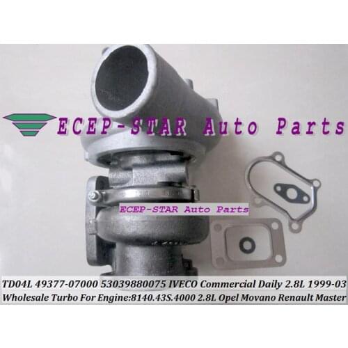 Turbo TD04L 49377-07000 454126 751578 53039700075 53039700034 Turbocharger For IVECO Daily 99- 814043S4000 8140.43S.4000 2.8L