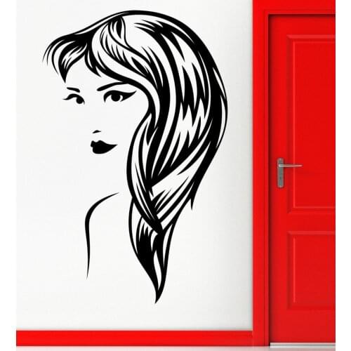 High Quality Wall Sticker Home Decoration Vinyl Art Hot Sexy Women Hair Decal Removable Salon Decor Stickers GW-110