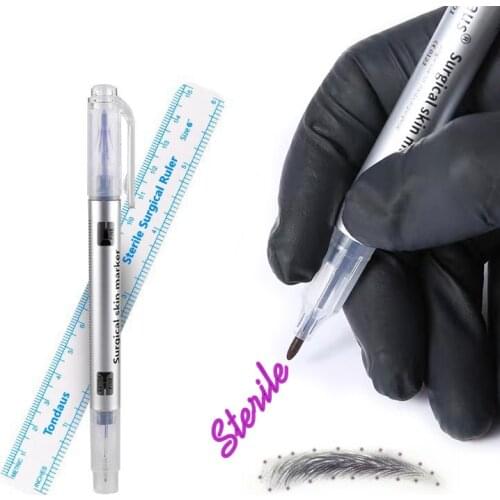 Medical Surgical Eyebrow Tattoo Skin Marker Eyebrow Pen Tools Microblading Accessories Tattoo Marker Ruler Pen Permanent Makeup