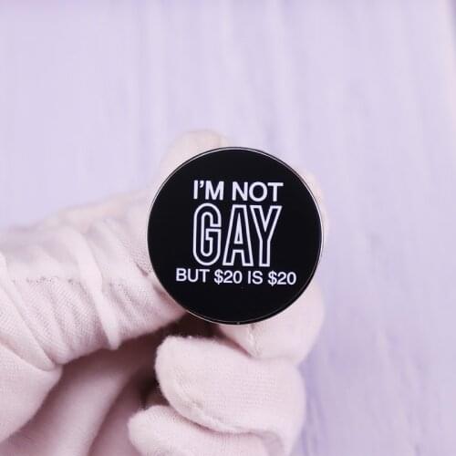 I'm Not Gay But 20$ is 20$ Pin LGBT Pride Badge Fashion Jewelry Decor