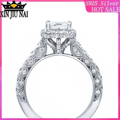 925 sterling silver Openwork flowers full of stars ring for women Europe inlaid zircon Princess Court Crown Vintage Diamond Ring