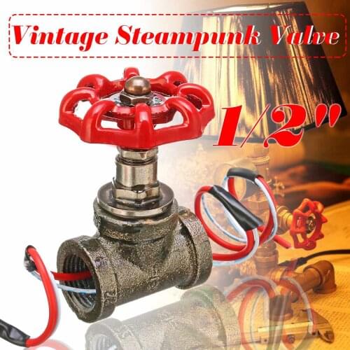 1PCS 1/2 Inch Stop Valve Light Vintage Steampunk Switch With Wire For Water Pipe Lamps Lamp Loft Style Iron Valve Vintage Lamp