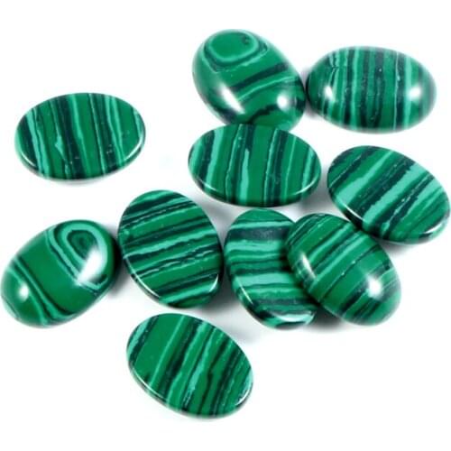 10pcs Oval Malachite Decoration Flatback Cabochon Scrapbooking Charms For Jewelry Making Findings Accessories Diy