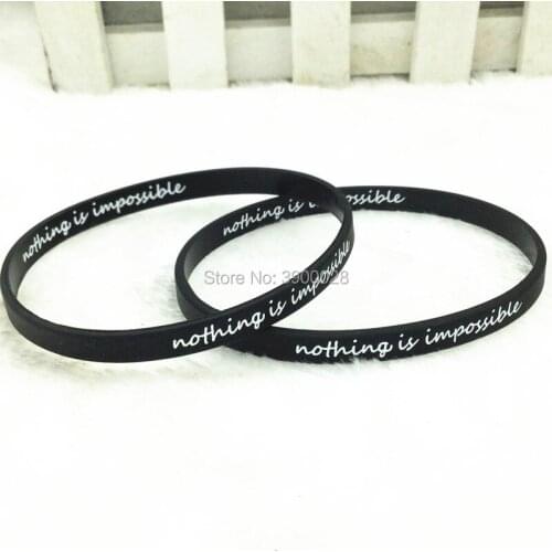 100pcs nothing is impossible wristbands silicone bracelets