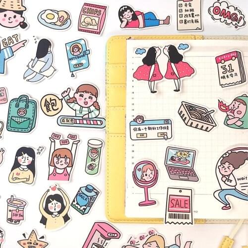 37PCS Cute girl cartoon Stickers Crafts And Scrapbooking stickers kids toys book Decorative sticker DIY Stationery