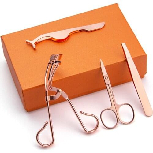 4-Piece Stainless Steel Professional Eyebrow Trimming Tool Set Tweezer Eyelash Cutter Eyebrow Clipper Eyebrow Makeup Tool Set