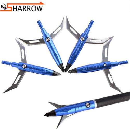 5/10pcs 100grain Hunting Broadheads Bladed Arrow Head Carbon Fiberglass Arrow Replaceable Arrowhead Shooting Archery Accessories