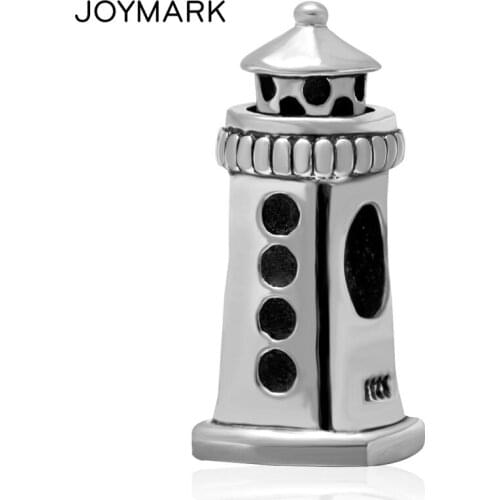 925 Sterling Silver Beacon Charm Beads For Jewelry Making Antique Tone Authentic Solid Silver European Beads SAPB3135