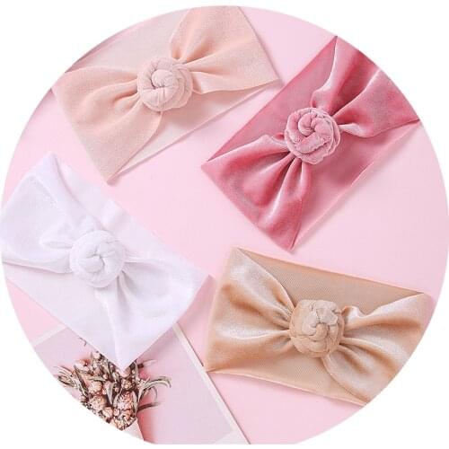 Velvet Turban Headband For Children Floppy Bowknot Elastic Hair bands Super Soft Headbands Toddler Baby Girl Hair Accessories