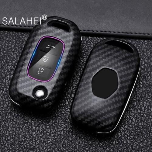 3 Button New ABS Carbon Fiber Car Flip Folding Key Case Cover For Renault XP Kadjar Captur Symbol Koleos Megane 3 2016 2017 2018