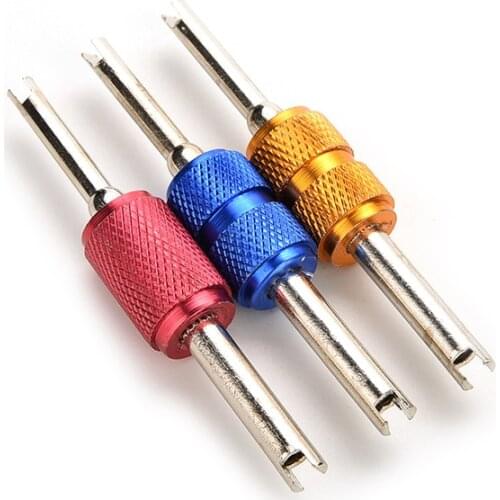 New Double Sides Auto Truck Bike Tire Tyre Valve Dual End Car Tire Valve Stem Core Remover Core Wrench Spanner Repair Tool blue