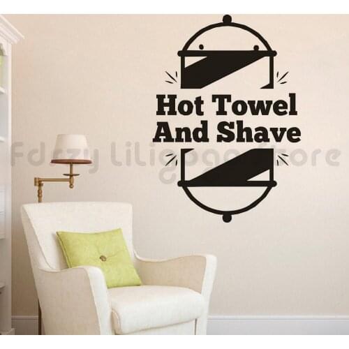 Barber Shop Wall Art Hot Towel and Shave Logo Wall Sticker Barbers Decoration Wall Mural New Design Turkish Barbers DecalQ701