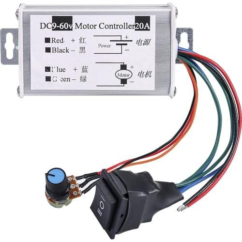 DC Motor Speed Controller Brush DC 9V 12V 24V 36V 48V 60V Motor Pulse Width Modulator Regulator 20A 1200W PWM Monitor Dimmer