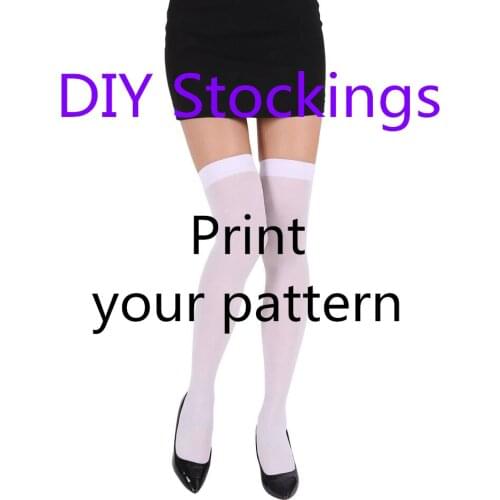 Hot Factory 3D Printing Custom Silk Stockings Women Sexy Thigh Thin Stockings Scenery Custom Logo White Cosplay Girl Stockings