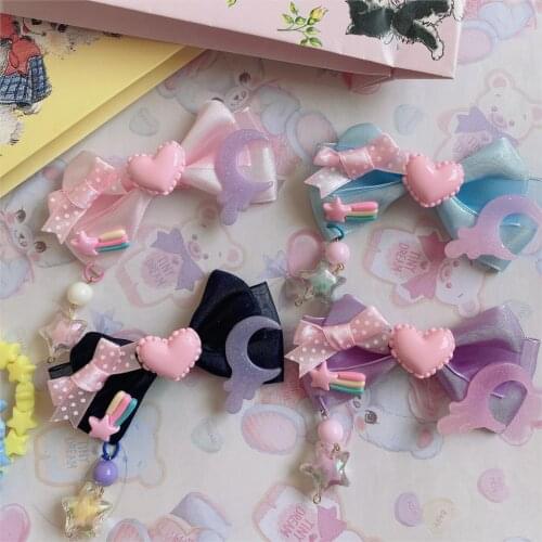 Lolita Side Clip Cute Sweet Moon Side Clip Pinkish-Purple Blue Cyan Sweet