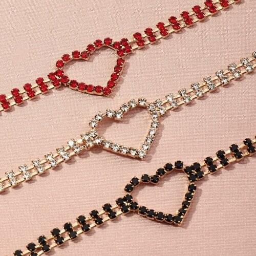 Best Gifts Harajuku Cool colorful Crystal heart Pendant Necklace Cute elegant Choker Gold chain for Women Girl Kid Party Jewelry