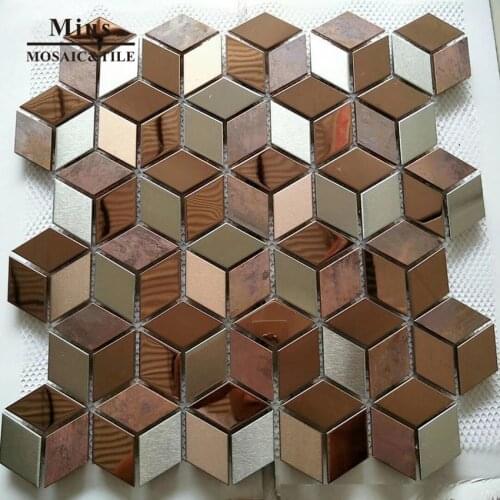 Rhombus metal kitchen mosaic tile