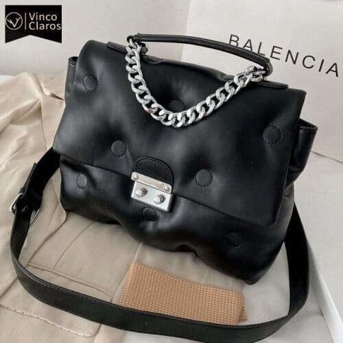 Fashion Space Cotton Shoulder Cross Body Bags for Women 2021 New Luxury Brand Purses and Handbags Chain Soft Leather Sac A Main