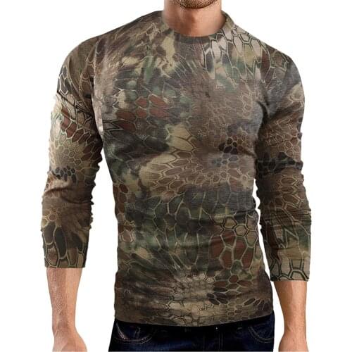 Tactical Camouflage Long Sleeve T Shirts Men Breathable Quick Dry O-neck Fitness T Shirt Multicam Camo Military T-shirts
