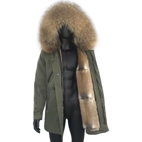 High Quality Coat Men Muskrat Fur Lining Parkas Business Casual Jacket Warm Windproof Hood Outwear