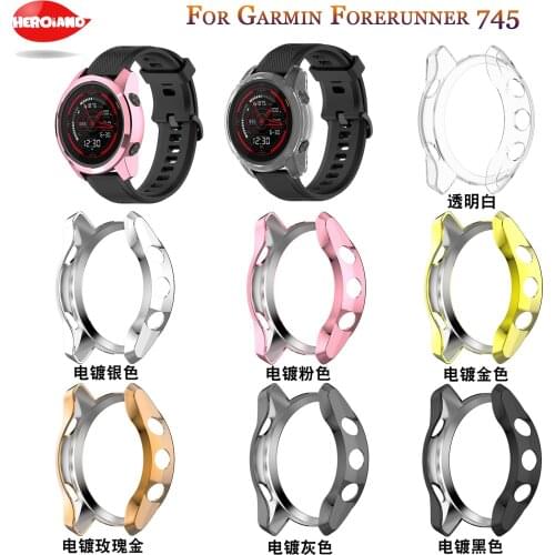 TPU Plating Soft Silicone Watch Case For Garmin Forerunner 745 Smart Watch Replacement Protective Shell For Garmin745 Case