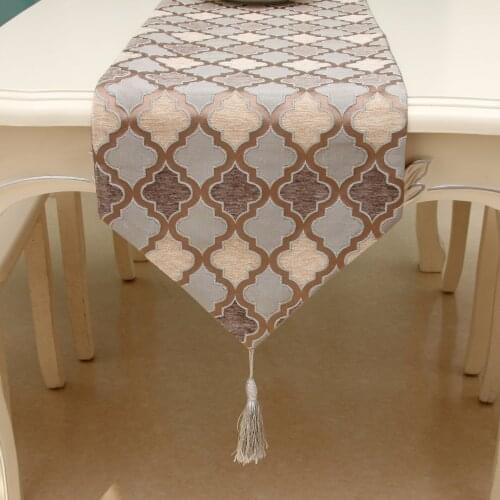 Neoclassical Style Plaid Tablecloth European Style Geometric Reliefs Bed Tailstock Upscale Dinning Table Flag Decor