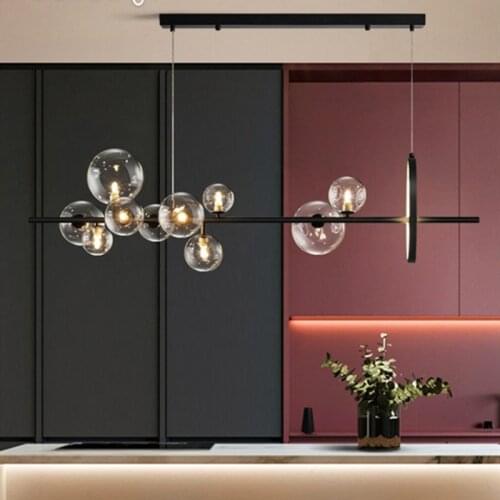 Nordic Plated Gold / Painted Black Led G9 Pendant Lights Modern Dining Room Straight Hanging Lamp Drop Light Led Suspend Lamp