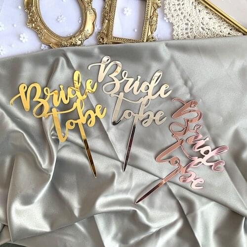 New Bride To Be Acrylic Cake Topper Wedding Gold Acrylic Cake Topper for Bridal Shower Engaged Wedding Party Cake Decorations