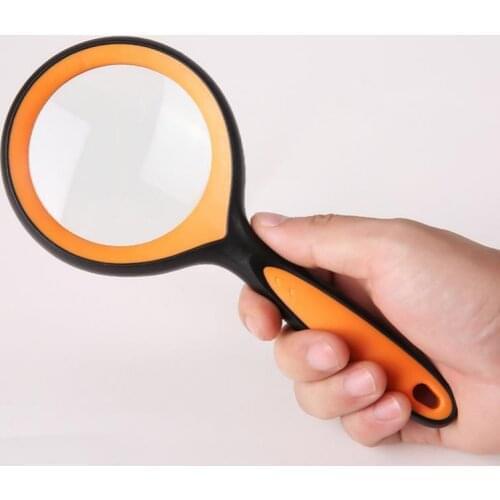 New Handheld 5 Times Old Man Reading and Repairing High Magnification Rubber Plastic Frame Glass Magnifying Glass