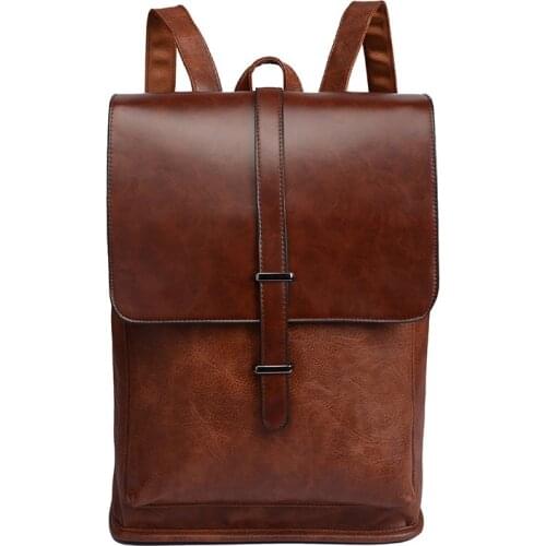 New leisure mens Backpack Travel PU leather backpack college student schoolbag computer bag