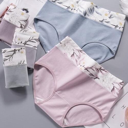 Q Women Underwear Panties High Waist Underwear Print Womens Briefs Comfortable Breathable Cotton Lingerie Underpants