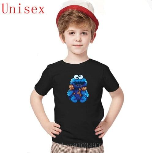 Cookie mon-ster goes insane and eats Gingerbread man printed shirts for teenage girl kids boys summer clothes childrens clothes