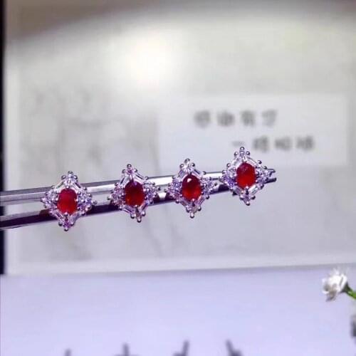 Ruby Earring 925 Sterling Silver Fahshion Natural and Real Ruby Earring Anniversary Jewelry