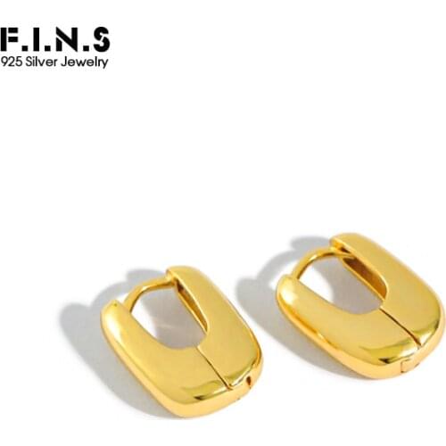 F.I.N.S 925 Sterling Silver Earrings INS Style Minimalist Geometric Wide Small Hoop Earrings Female Silver Earrings 925 Jewelry