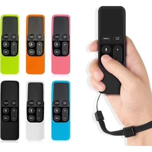 Silicone Protective Cover Skin Sleeve with Lanyard Strap for Apple TV 4th Generation 4 for Siri Remote Controller