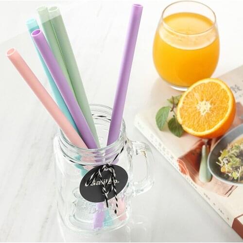 2Pcs Drinking Straw Reusable High Quality Eco Friendly Silicone Straw for Mugs Home Party Child Juice Drinks Foldable Straws