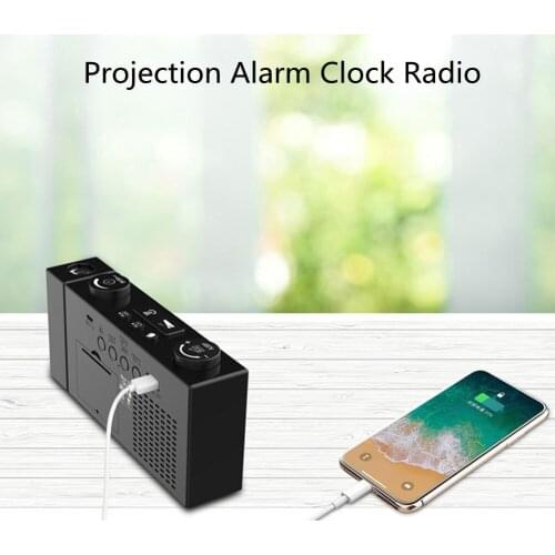 LED Multifunctional Projection Alarm Clock Radio with 180 Degree Rotation High Sound Quality FM With Temperature Display
